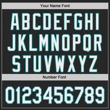 Charger l'image dans la galerie, Custom Black White-Teal Authentic Baseball Jersey