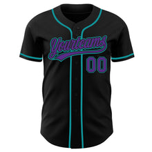 Laden Sie das Bild in den Galerie-Viewer, Custom Black Purple-Teal Authentic Baseball Jersey