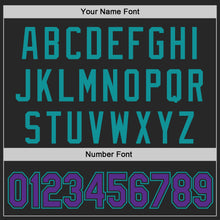 Laden Sie das Bild in den Galerie-Viewer, Custom Black Purple-Teal Authentic Baseball Jersey