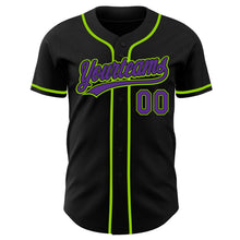 Laden Sie das Bild in den Galerie-Viewer, Custom Black Purple-Neon Green Authentic Baseball Jersey