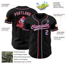 Load image into Gallery viewer, Custom Black Light Blue-Red Authentic Baseball Jersey