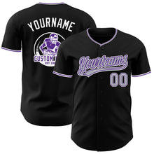 Laden Sie das Bild in den Galerie-Viewer, Custom Black Gray Purple-White Authentic Baseball Jersey