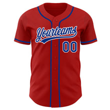 Load image into Gallery viewer, Custom Red Royal-White Authentic Baseball Jersey