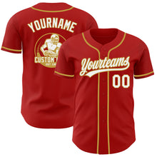 Load image into Gallery viewer, Custom Red White-Old Gold Authentic Baseball Jersey