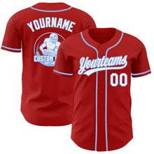 Laden Sie das Bild in den Galerie-Viewer, Custom Red White-Light Blue Authentic Baseball Jersey
