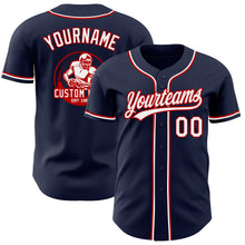 Load image into Gallery viewer, Custom Navy White-Red Authentic Baseball Jersey