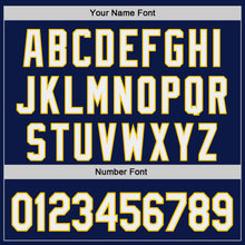 Load image into Gallery viewer, Custom Navy White-Yellow Authentic Baseball Jersey