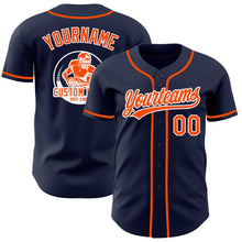 Load image into Gallery viewer, Custom Navy Orange-White Authentic Baseball Jersey
