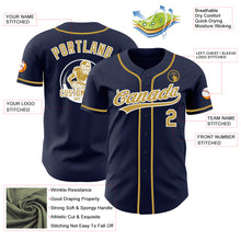Load image into Gallery viewer, Custom Navy Old Gold-White Authentic Baseball Jersey