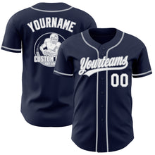 Load image into Gallery viewer, Custom Navy White-Gray Authentic Baseball Jersey