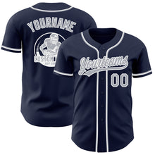 Laden Sie das Bild in den Galerie-Viewer, Custom Navy Gray-White Authentic Baseball Jersey