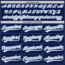 Load image into Gallery viewer, Custom Navy White-Light Blue Authentic Baseball Jersey