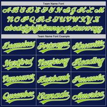 Load image into Gallery viewer, Custom Navy Neon Green-White Authentic Baseball Jersey