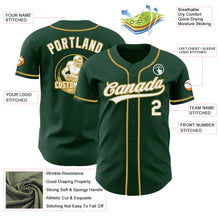 Load image into Gallery viewer, Custom Green White-Old Gold Authentic Baseball Jersey