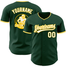 Load image into Gallery viewer, Custom Green White-Yellow Authentic Baseball Jersey