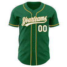 Load image into Gallery viewer, Custom Kelly Green White-Old Gold Authentic Baseball Jersey