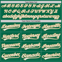 Load image into Gallery viewer, Custom Kelly Green White-Old Gold Authentic Baseball Jersey