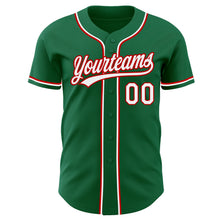 Laden Sie das Bild in den Galerie-Viewer, Custom Kelly Green White-Red Authentic Baseball Jersey