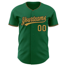 Load image into Gallery viewer, Custom Kelly Green Old Gold-Black Authentic Baseball Jersey
