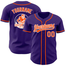 Load image into Gallery viewer, Custom Purple Orange-White Authentic Baseball Jersey