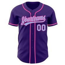 Load image into Gallery viewer, Custom Purple Light Blue-Pink Authentic Baseball Jersey
