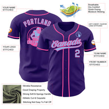Load image into Gallery viewer, Custom Purple Light Blue-Pink Authentic Baseball Jersey
