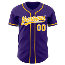 Load image into Gallery viewer, Custom Purple Gold-White Authentic Baseball Jersey