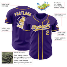 Load image into Gallery viewer, Custom Purple Old Gold-White Authentic Baseball Jersey