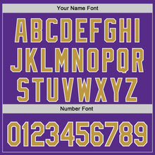 Load image into Gallery viewer, Custom Purple Old Gold-White Authentic Baseball Jersey