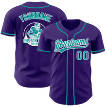 Load image into Gallery viewer, Custom Purple Teal-White Authentic Baseball Jersey