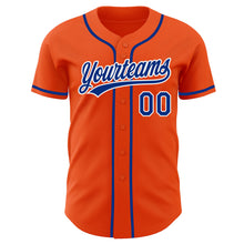 Load image into Gallery viewer, Custom Orange Royal-White Authentic Baseball Jersey