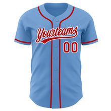 Load image into Gallery viewer, Custom Light Blue Red-White Authentic Baseball Jersey