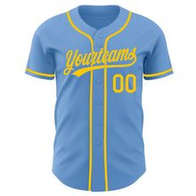 Load image into Gallery viewer, Custom Light Blue-Yellow Authentic Baseball Jersey