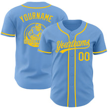 Load image into Gallery viewer, Custom Light Blue-Yellow Authentic Baseball Jersey