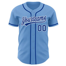 Load image into Gallery viewer, Custom Light Blue Royal-White Authentic Baseball Jersey