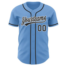 Load image into Gallery viewer, Custom Light Blue Black-White Authentic Baseball Jersey