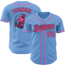 Laden Sie das Bild in den Galerie-Viewer, Custom Light Blue Pink-Black Authentic Baseball Jersey