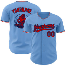 Laden Sie das Bild in den Galerie-Viewer, Custom Light Blue Red Navy-White Authentic Baseball Jersey