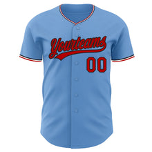 Load image into Gallery viewer, Custom Light Blue Red Black-White Authentic Baseball Jersey