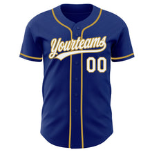 Load image into Gallery viewer, Custom Royal White-Old Gold Authentic Baseball Jersey