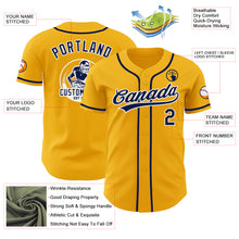 Load image into Gallery viewer, Custom Gold Navy-White Authentic Baseball Jersey
