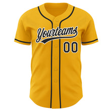 Load image into Gallery viewer, Custom Gold Black-White Authentic Baseball Jersey
