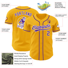Load image into Gallery viewer, Custom Gold Purple-White Authentic Baseball Jersey
