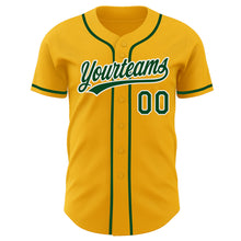 Load image into Gallery viewer, Custom Gold Green-White Authentic Baseball Jersey