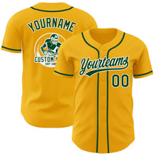 Load image into Gallery viewer, Custom Gold Green-White Authentic Baseball Jersey
