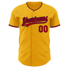 Load image into Gallery viewer, Custom Gold Red-Navy Authentic Baseball Jersey