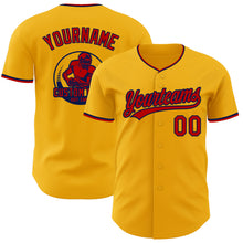 Load image into Gallery viewer, Custom Gold Red-Navy Authentic Baseball Jersey