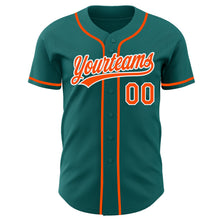 Load image into Gallery viewer, Custom Teal Orange-White Authentic Baseball Jersey