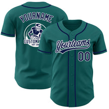 Load image into Gallery viewer, Custom Teal Navy-White Authentic Baseball Jersey