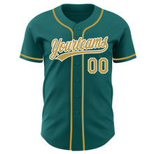 Laden Sie das Bild in den Galerie-Viewer, Custom Teal Old Gold-White Authentic Baseball Jersey
